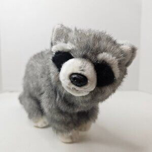 Demdaco Nat & Jules Raccoon Plush Realistic Grey Stuffed Animal Toy 2014